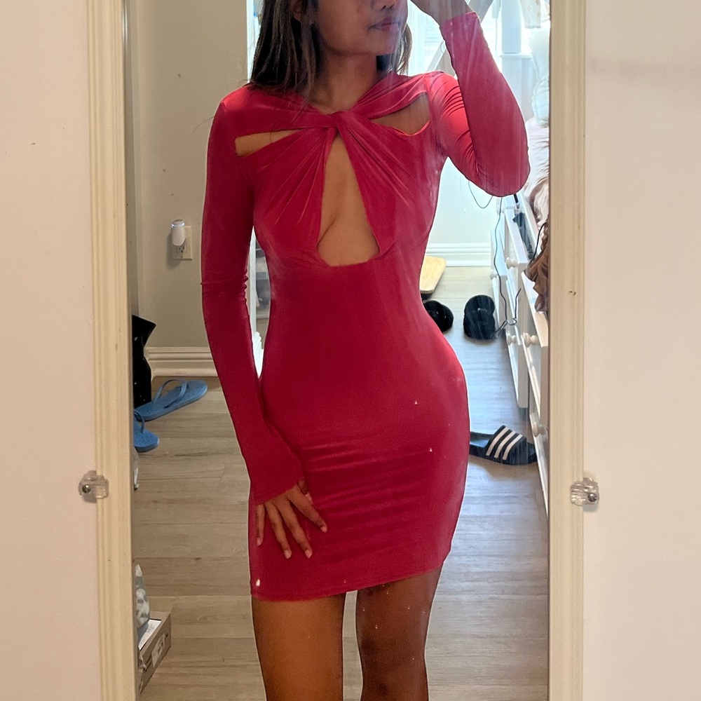 Missguided Pink Long Sleeve Mini Dress | Size US 2